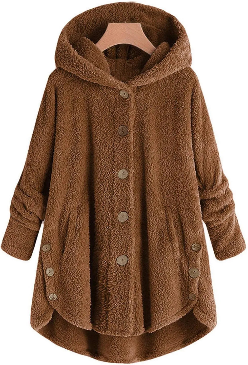 Sherps Jacket for Women Winter Plus Size Cute Button Down Hooded Tops Teddy Coat Outerwear Fuzzy Jackets Warm Teddy