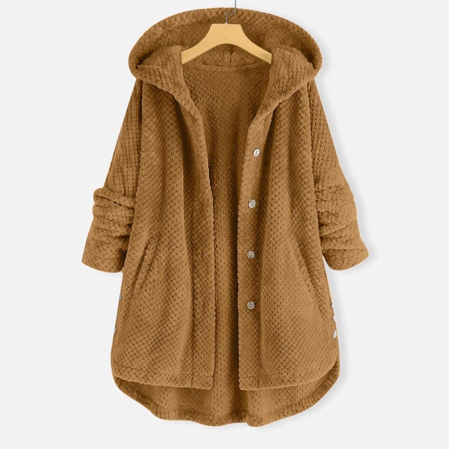 Sherps Jacket for Women Winter Plus Size Cute Button Down Hooded Tops Teddy Coat Outerwear Fuzzy Jackets Warm Teddy