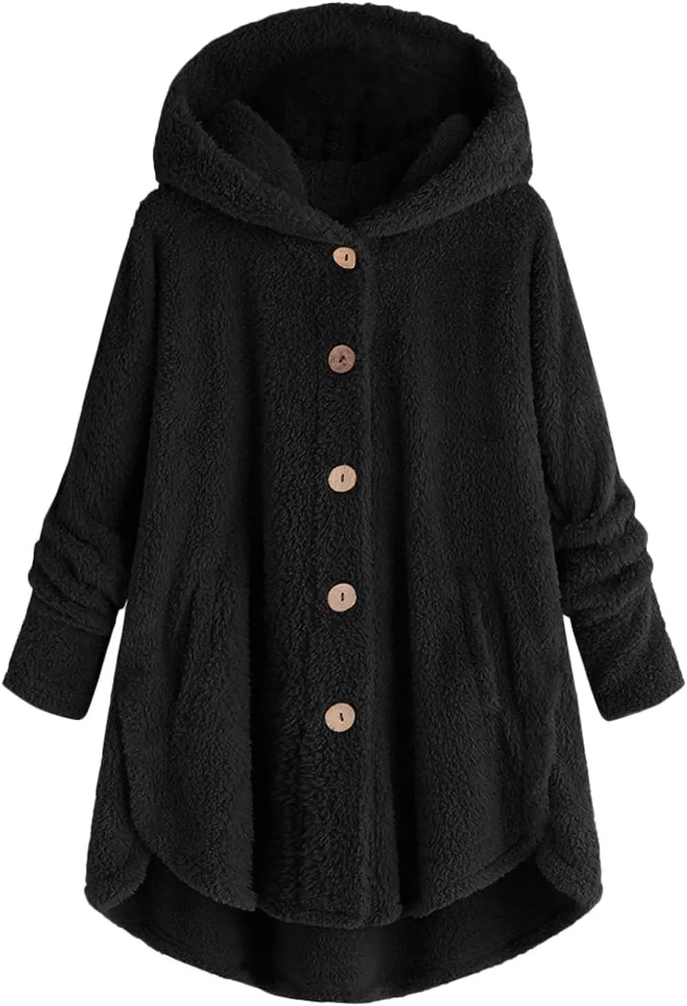 Sherps Jacket for Women Winter Plus Size Cute Button Down Hooded Tops Teddy Coat Outerwear Fuzzy Jackets Warm Teddy