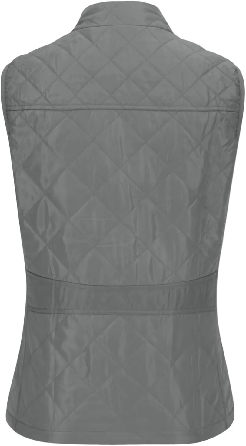SHOPESSA Quilted Vests for Women Lightweight Stand Collar Down Coat Zip Up Women Padded Gilet with Pockets Thin Puffer Vest