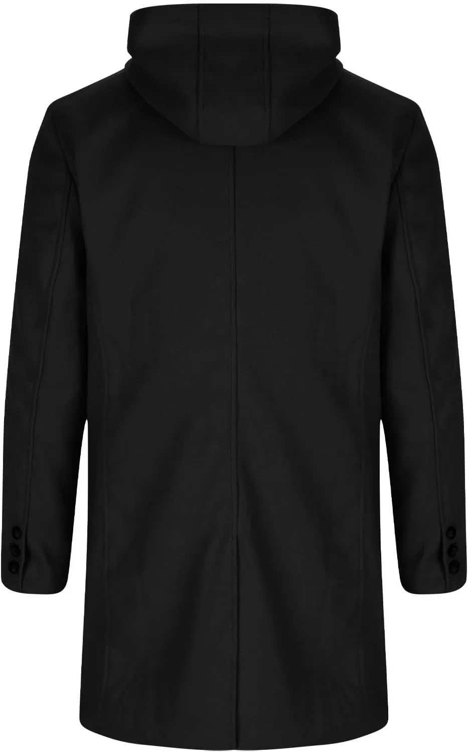 Sinzelimin Men's Hooded Windbreaker Jacket Fall Winter Fashion Wool Trench Coat Button Shawl Collar Mid-Length Outwear Jacket