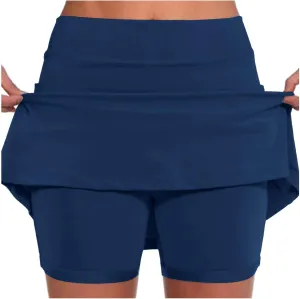 Skorts for Woman Fashion Casual High Waisted Solid Color Tennis Skirt Yoga Sports Active Mini Skirt with Shorts