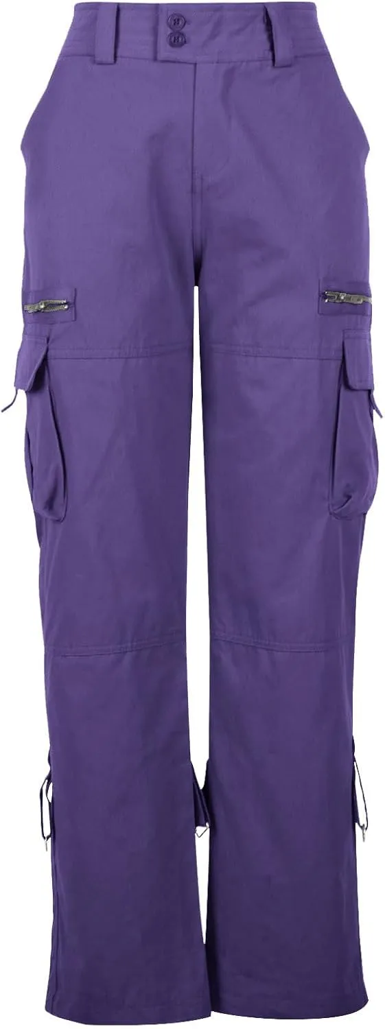 SMIDOW Low Rise Cargo Pants for Women Plus Size Baggy Stretchy Wide Leg Pants Pockets Y2K Streetwear Combat Military Trousers