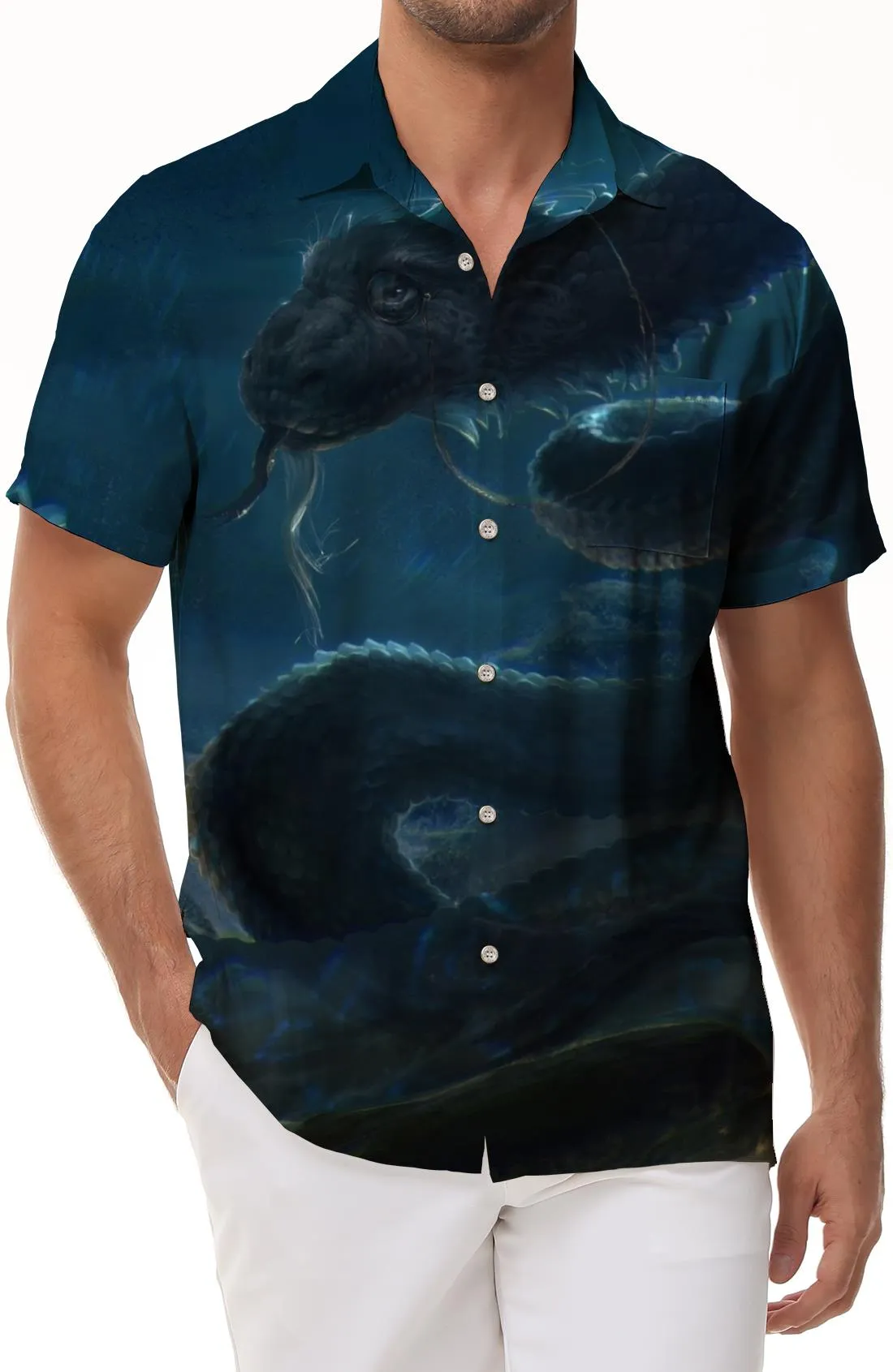 Snake 3D Shark Printed Short Sleeve Shirt Summer Cool Clothes Daily Casual Style Leisure Street New Cool Men