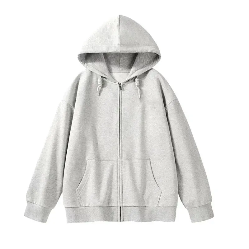 Solid Color Casual Drawstring Women's Hoodies Pockets Zip-up Simple O-neck Basic Streetwear Fashion Simple Office Ladies