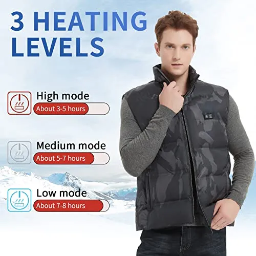 Sooyinpaint Men's Heated Vest,USB Charging Lightweight Heated Jacket with 12000mAh Battery Pack,Heating Clothing for Hunting(Large)