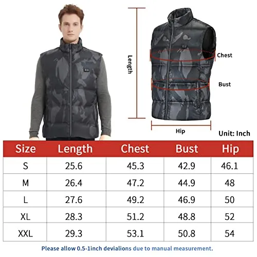Sooyinpaint Men's Heated Vest,USB Charging Lightweight Heated Jacket with 12000mAh Battery Pack,Heating Clothing for Hunting(Large)