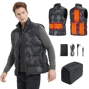 Sooyinpaint Men's Heated Vest,USB Charging Lightweight Heated Jacket with 12000mAh Battery Pack,Heating Clothing for Hunting(Large)