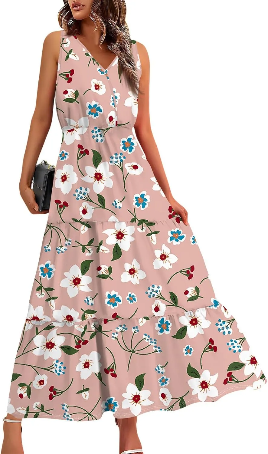 Spring Dresses for Women 2025 Floral Print Dresses for Women 2025 Casual Boho Flowy Patchwork
