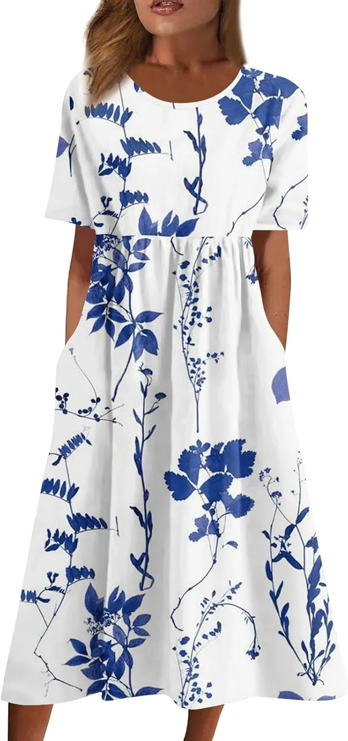 Spring Dresses for Women 2025 Womens Summer Dresses Casual Floral Print Dresses for Women Boho