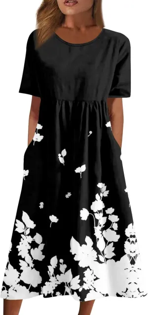 Spring Dresses for Women 2025 Womens Summer Dresses Casual Floral Print Dresses for Women Boho