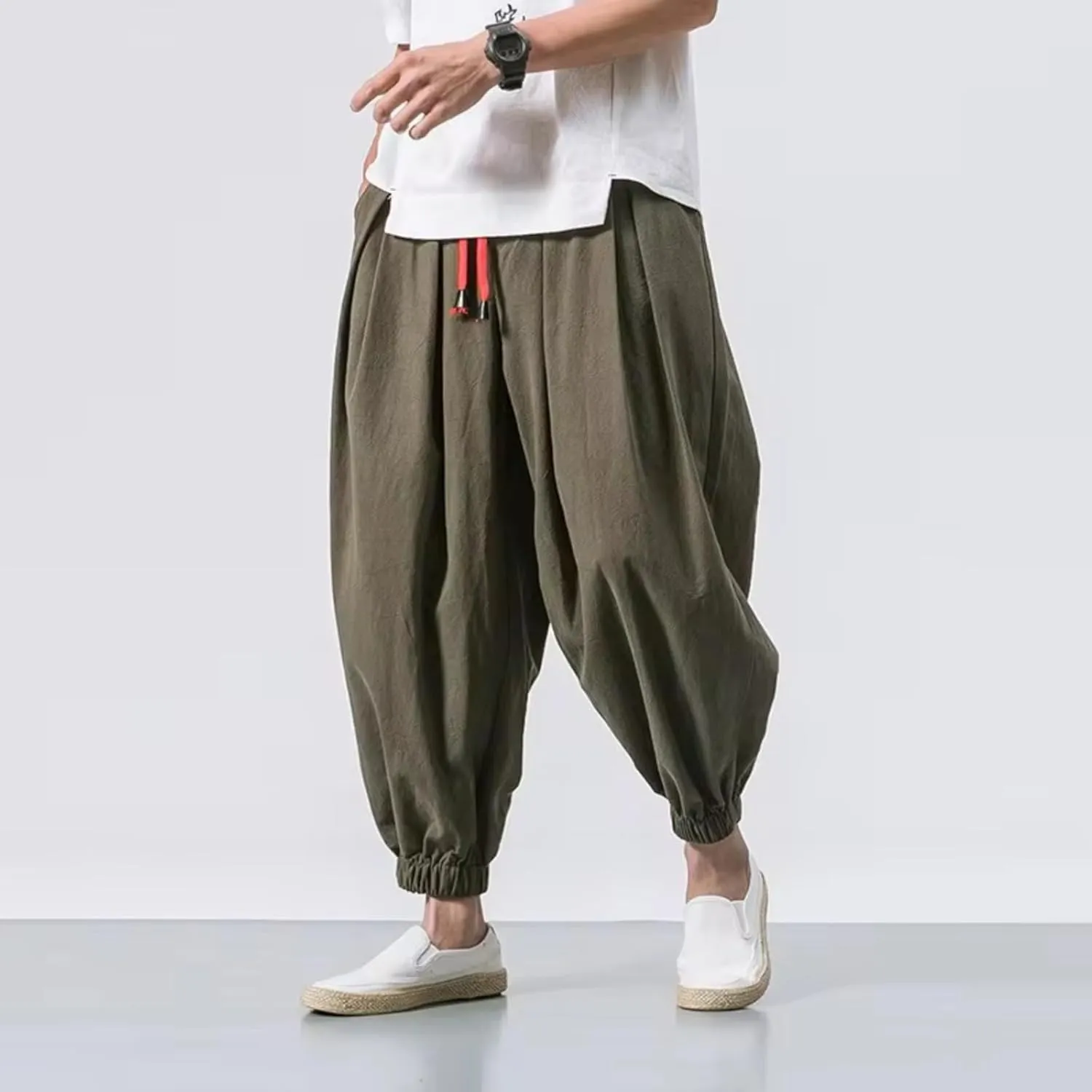 Spring Summer Men Loose Harem Pants Chinese Sweatpants Casual Oversize Trousers Male