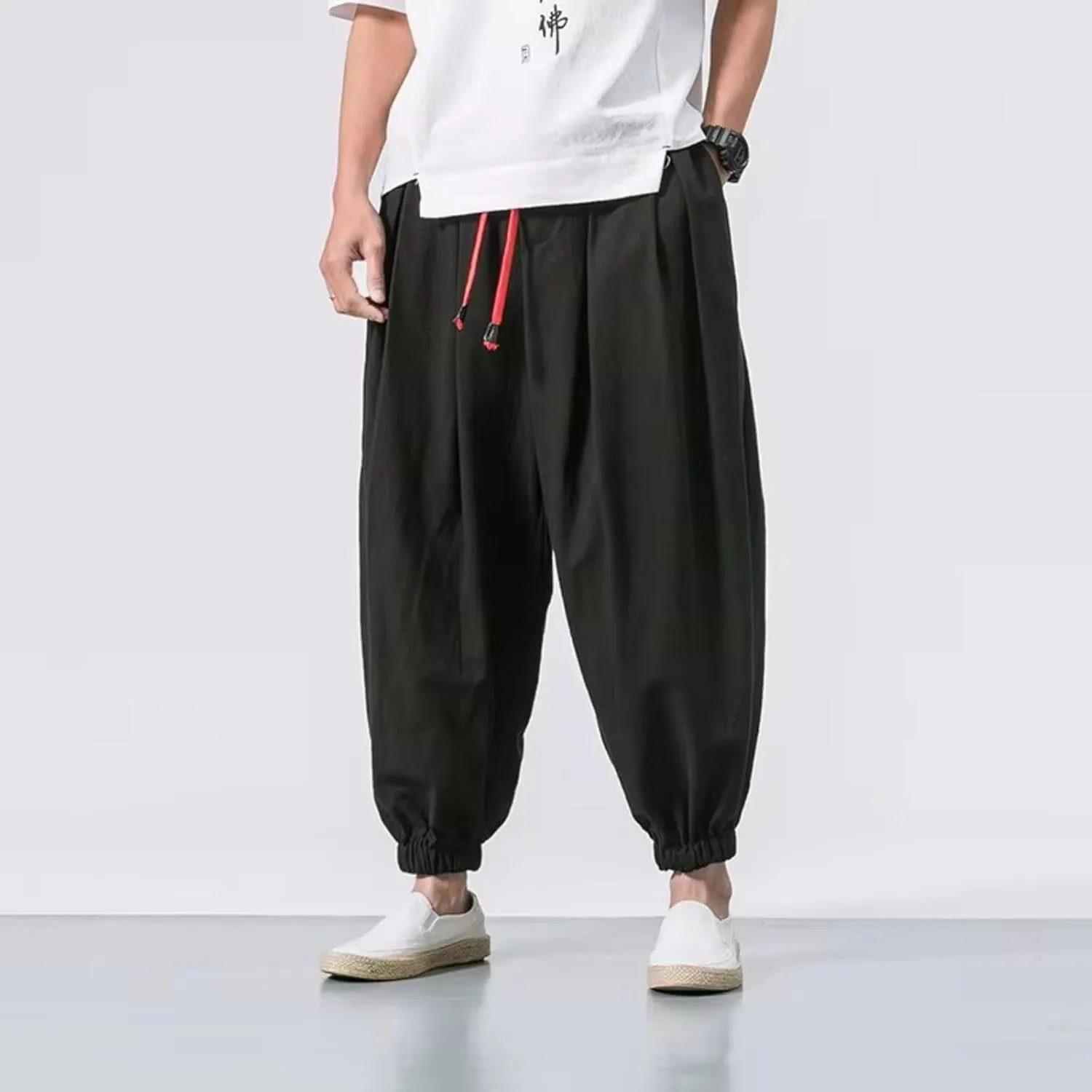 Spring Summer Men Loose Harem Pants Chinese Sweatpants Casual Oversize Trousers Male