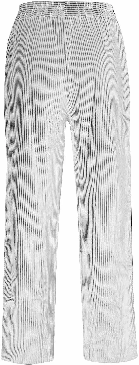 Striped Linen Pants Women Casual High Waisted Wide Leg Cropped Pants Summer Beach Gauze Capri Trousers with Pockets