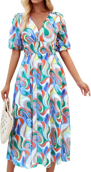 Summer Dresses for Women 2025 Womens Dresses for Wedding Guest Floral Print Spring Summer Casual