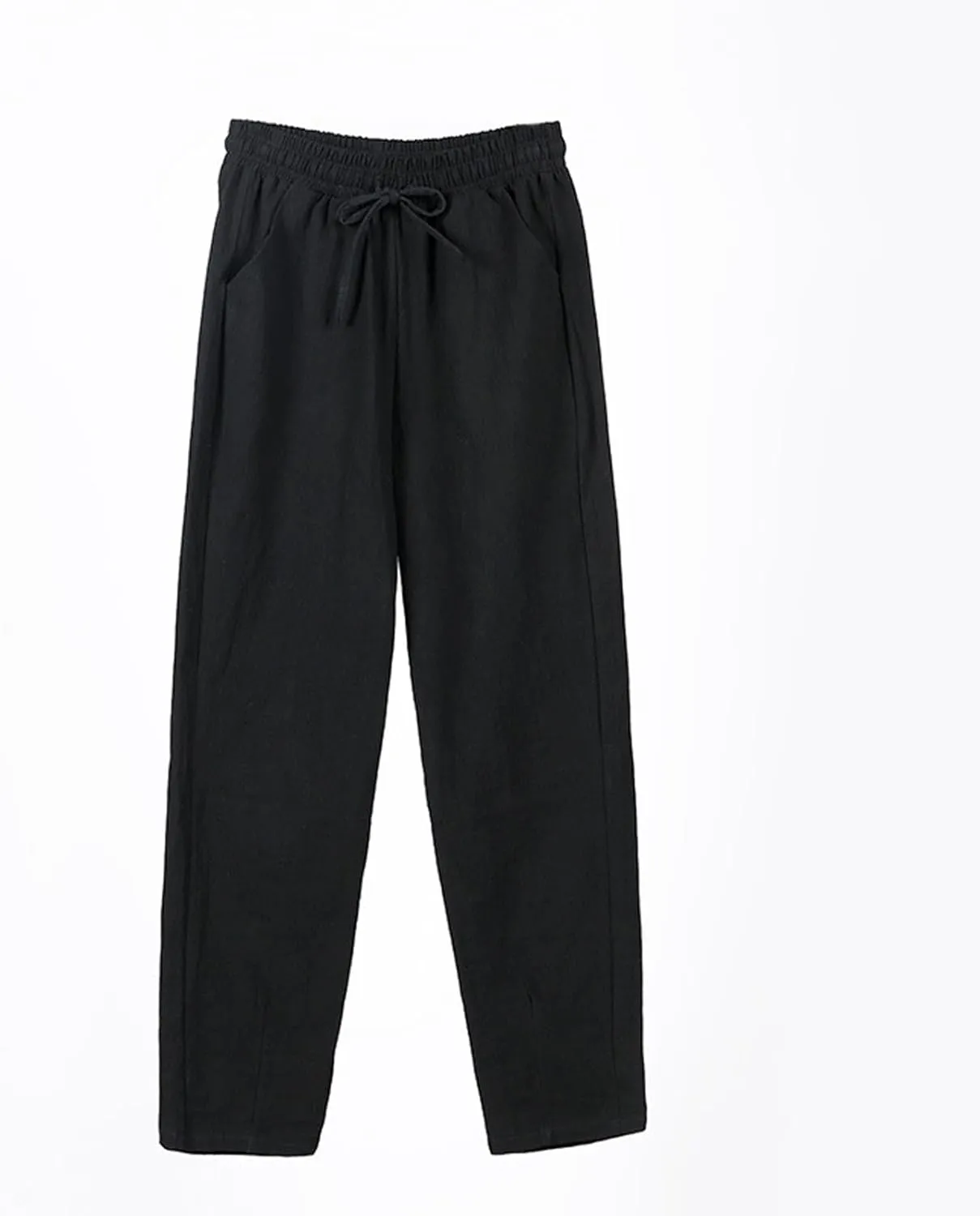 Summer Pants Women, Cotton Peasant Pants Straight Leg Casual Linen Plaid Drawstring