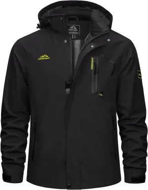 TACVASEN Men's Rain Jacket Lightweight Windbreaker with Hooded Water Resistant Outdoor Raincoat for Hiking Travel Camping