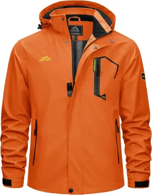 TACVASEN Men's Rain Jacket Lightweight Windbreaker with Hooded Water Resistant Outdoor Raincoat for Hiking Travel Camping