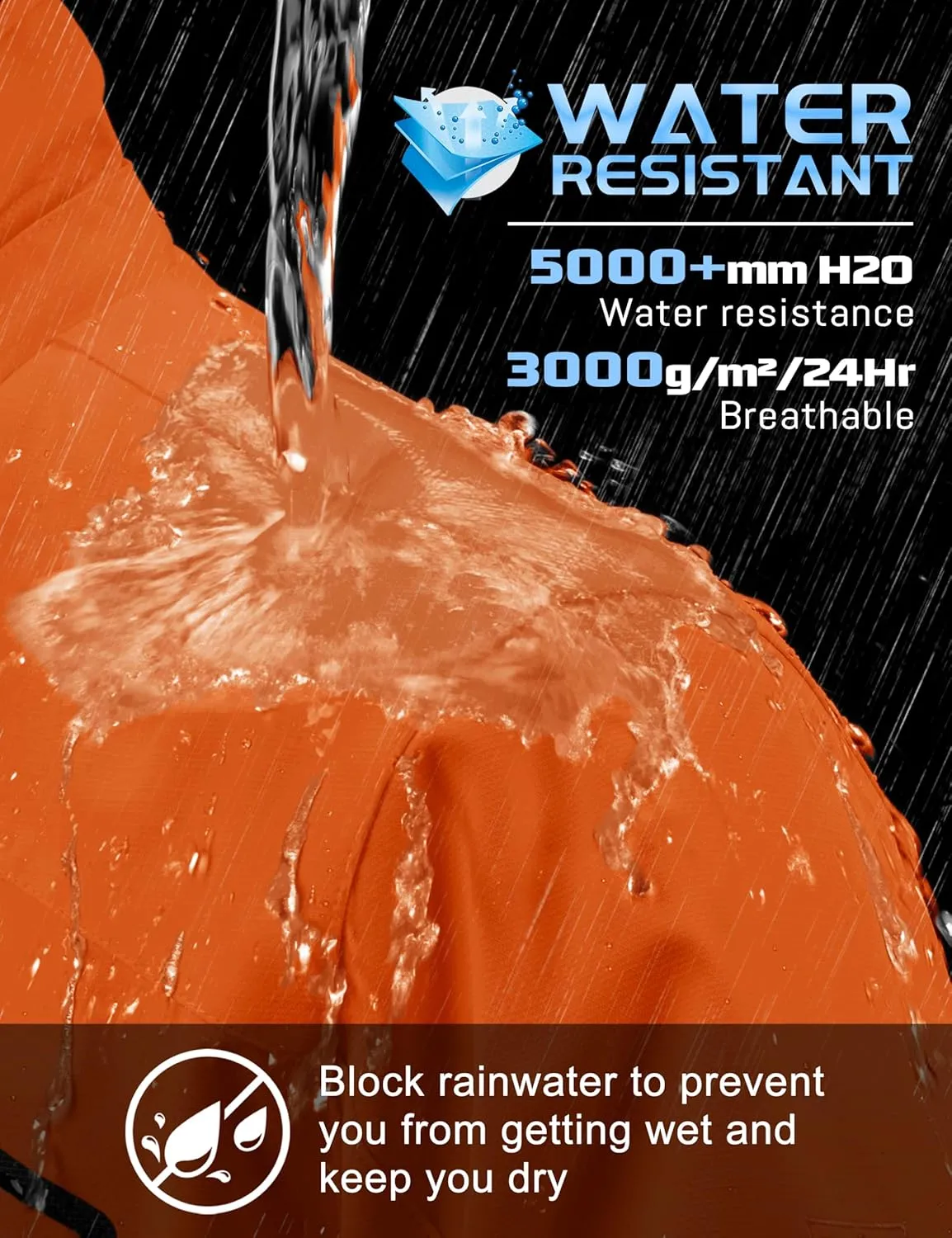 TACVASEN Men's Rain Jacket Lightweight Windbreaker with Hooded Water Resistant Outdoor Raincoat for Hiking Travel Camping