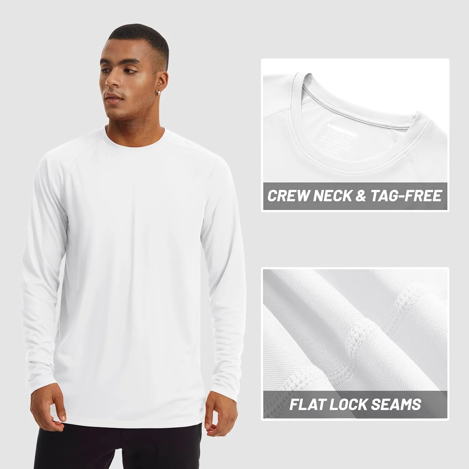 TACVASEN Men's Sun Shirt UPF 50  Long Sleeve UV Protection Lightweight Rash Guard Swim Shirt Quick Dry Fishing T-Shirt