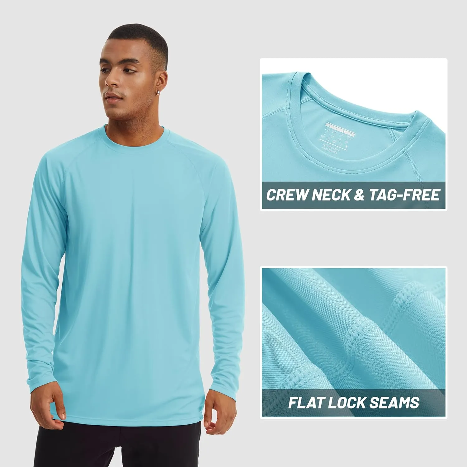 TACVASEN Men's Sun Shirt UPF 50  Long Sleeve UV Protection Lightweight Rash Guard Swim Shirt Quick Dry Fishing T-Shirt