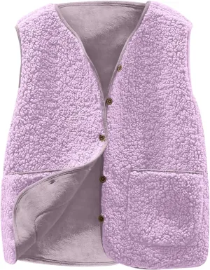 TANGNADE Oversized Vest Women Fuzzy Fleece Sleeveless Vests Button Down Casual Outwear Travel Sherpa Vest Jackets