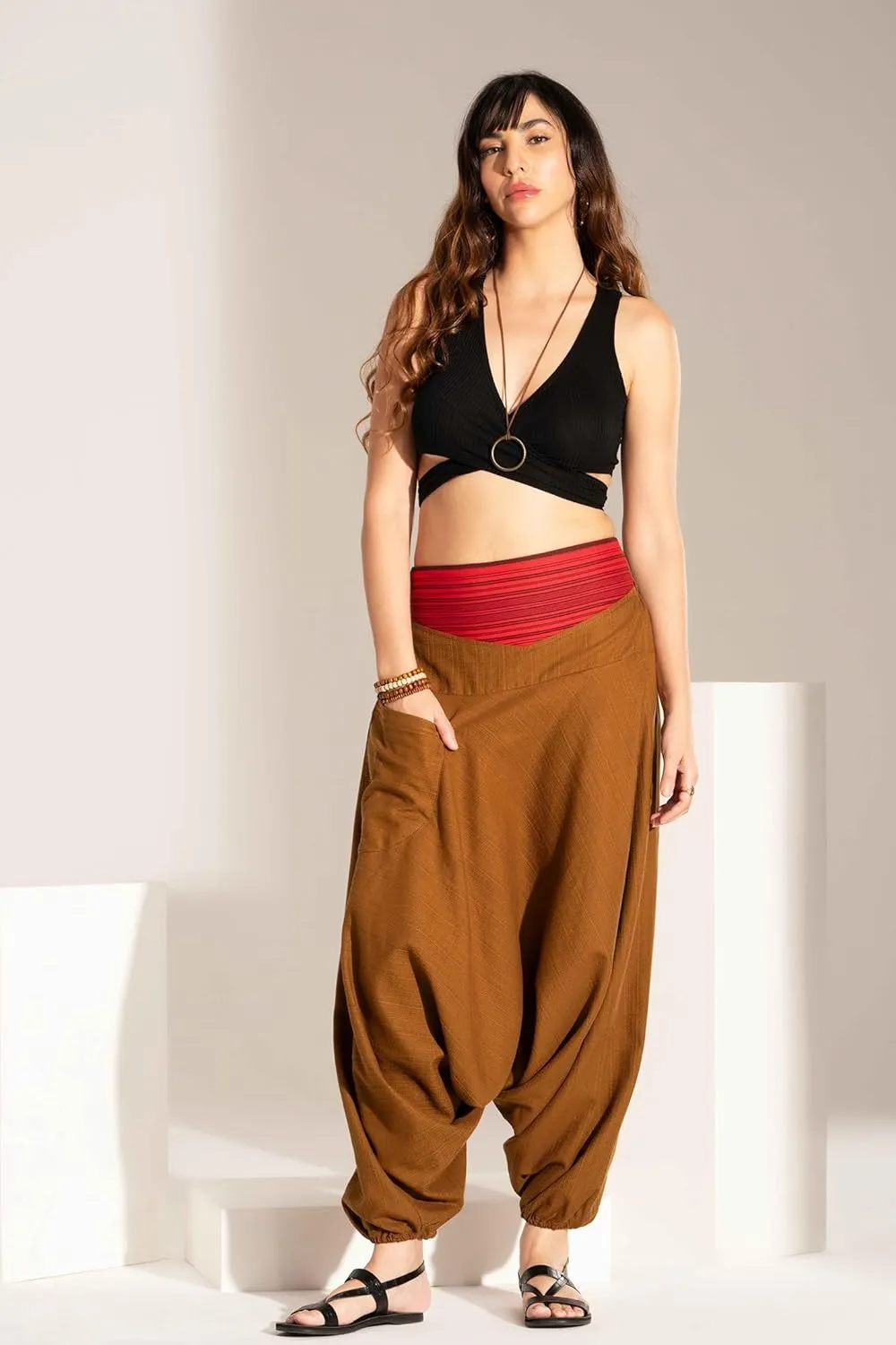 The Veshti Company Comfy Women's Yoga Harem Pants Elastic Waist Wide Leg Pants Loose Baggy Boho Clothes for Women
