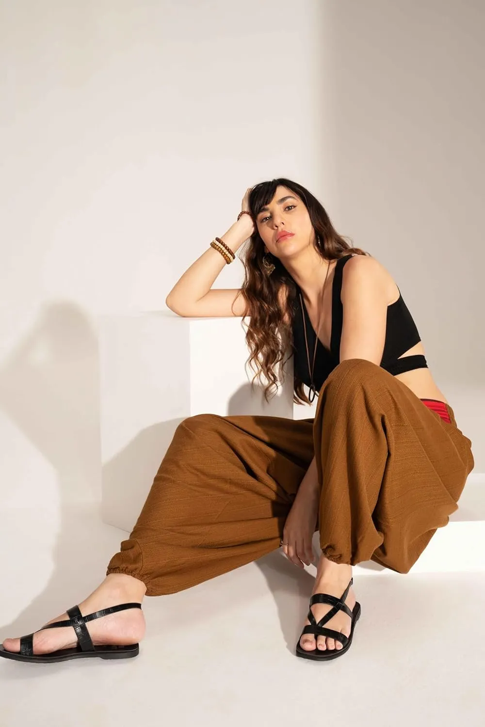 The Veshti Company Comfy Women's Yoga Harem Pants Elastic Waist Wide Leg Pants Loose Baggy Boho Clothes for Women