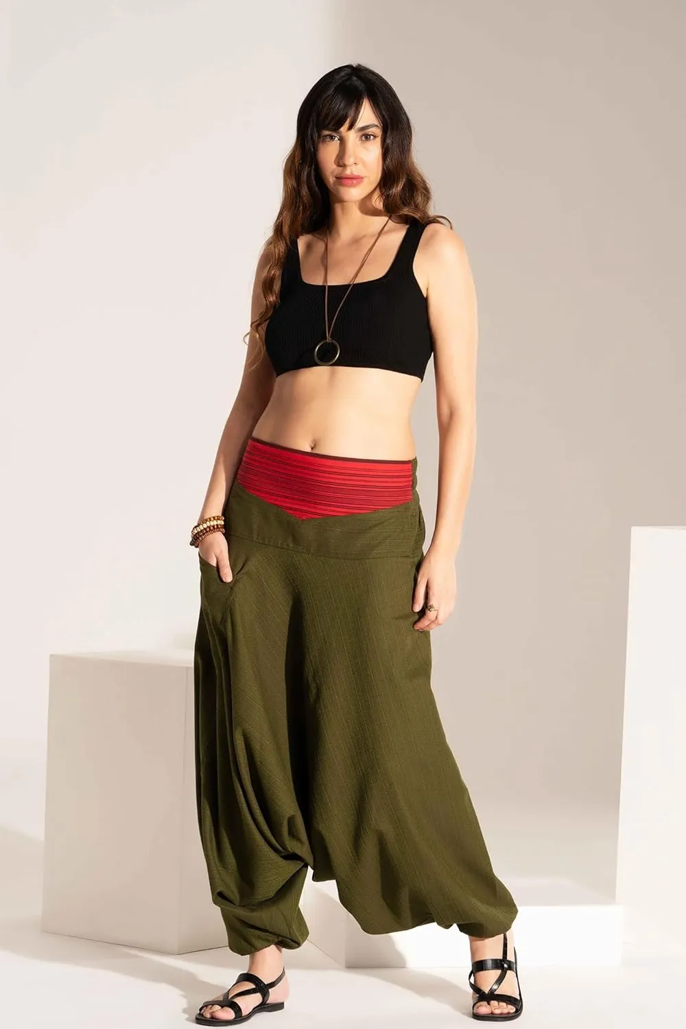 The Veshti Company Comfy Women's Yoga Harem Pants Elastic Waist Wide Leg Pants Loose Baggy Boho Clothes for Women
