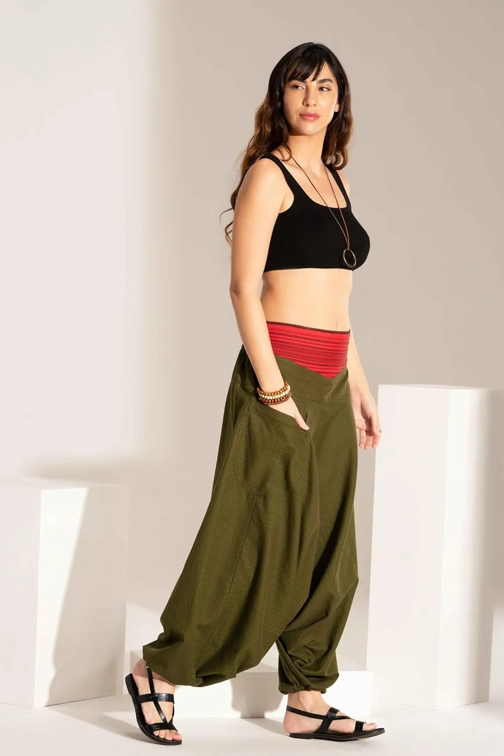 The Veshti Company Comfy Women's Yoga Harem Pants Elastic Waist Wide Leg Pants Loose Baggy Boho Clothes for Women