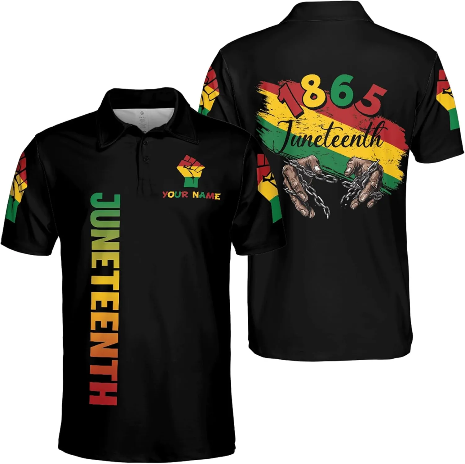 ThuhaTree Store Personalized Juneteenth Men & Women Polo Shirt S-5XL, juneteenth Polo Shirt for Men, juneteenth Shirts Women Polo (Style 3) Multi