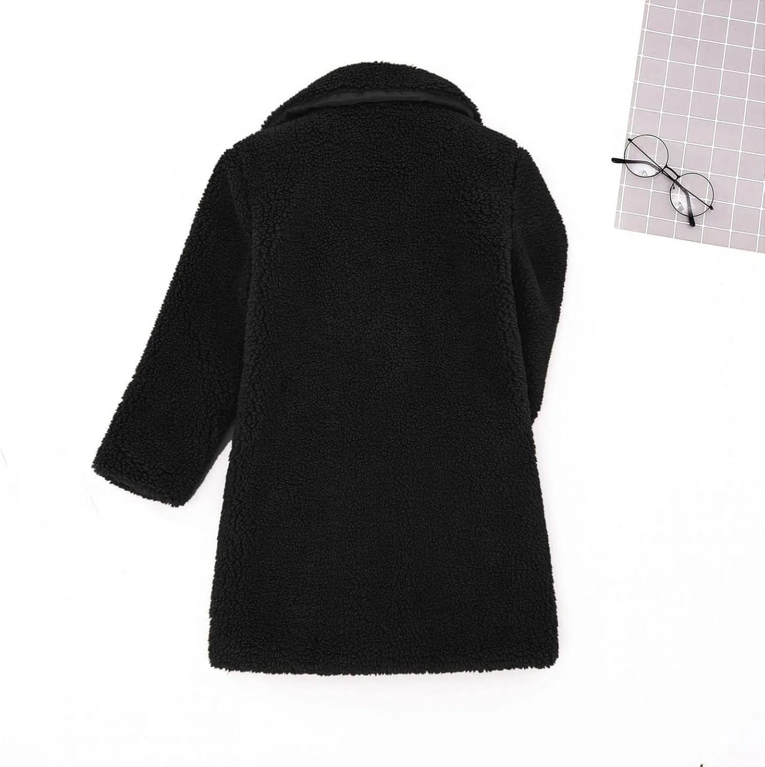 Toddler Baby Girls Duffle Overcoat Winter Fleece Sherpa Jacket Windproof Thick Cardigan Trench Lapel Parka Coat for Kids