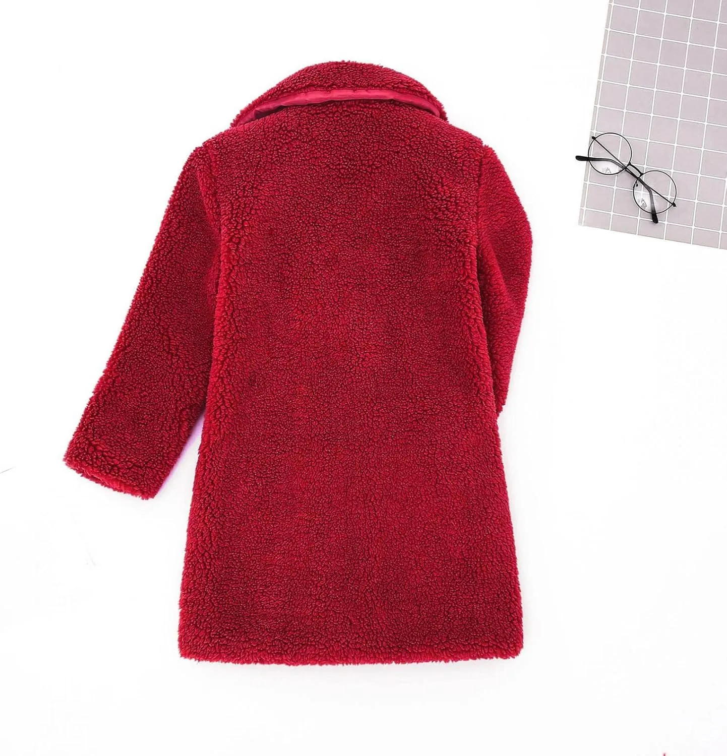 Toddler Baby Girls Duffle Overcoat Winter Fleece Sherpa Jacket Windproof Thick Cardigan Trench Lapel Parka Coat for Kids