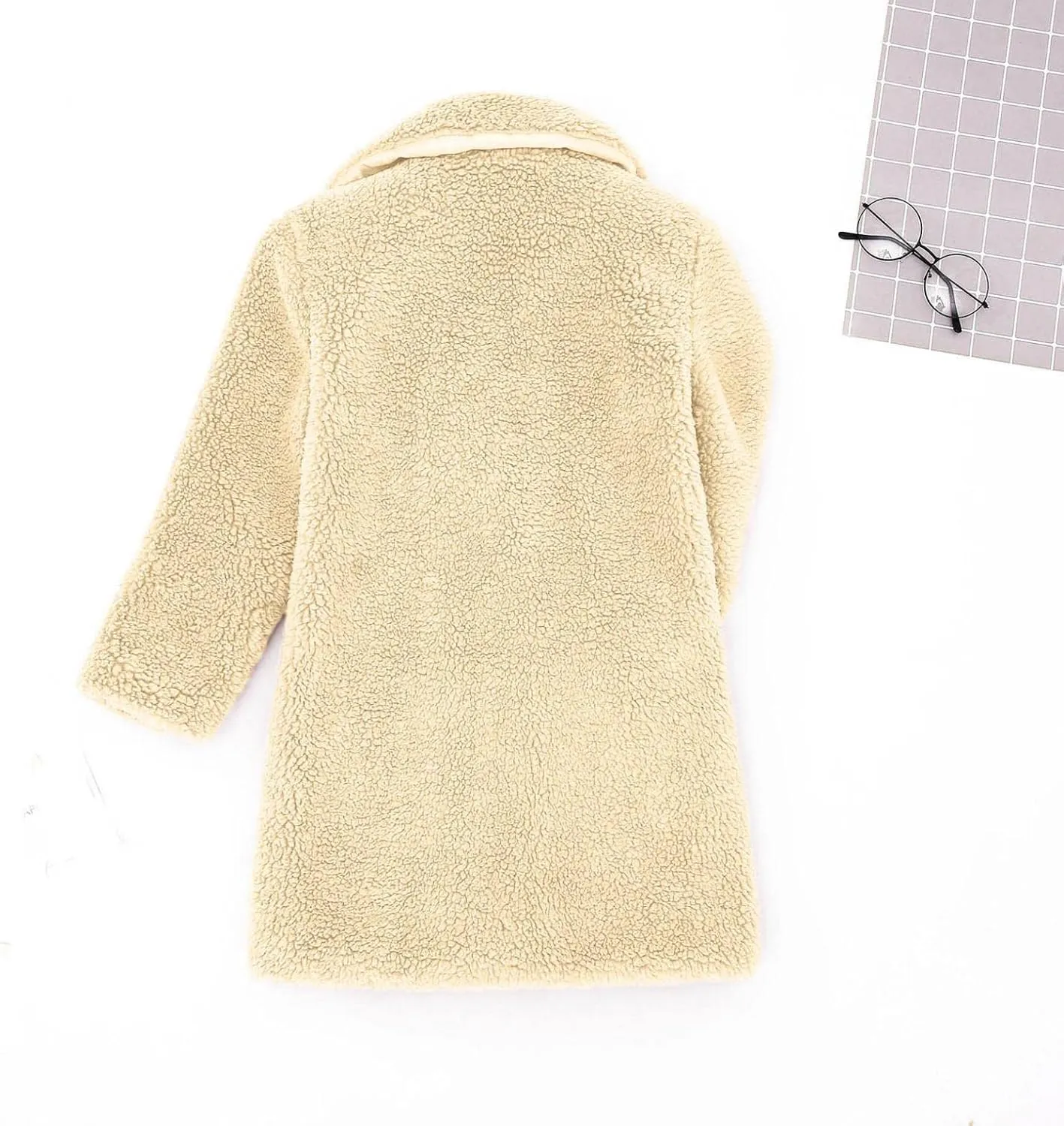 Toddler Baby Girls Duffle Overcoat Winter Fleece Sherpa Jacket Windproof Thick Cardigan Trench Lapel Parka Coat for Kids