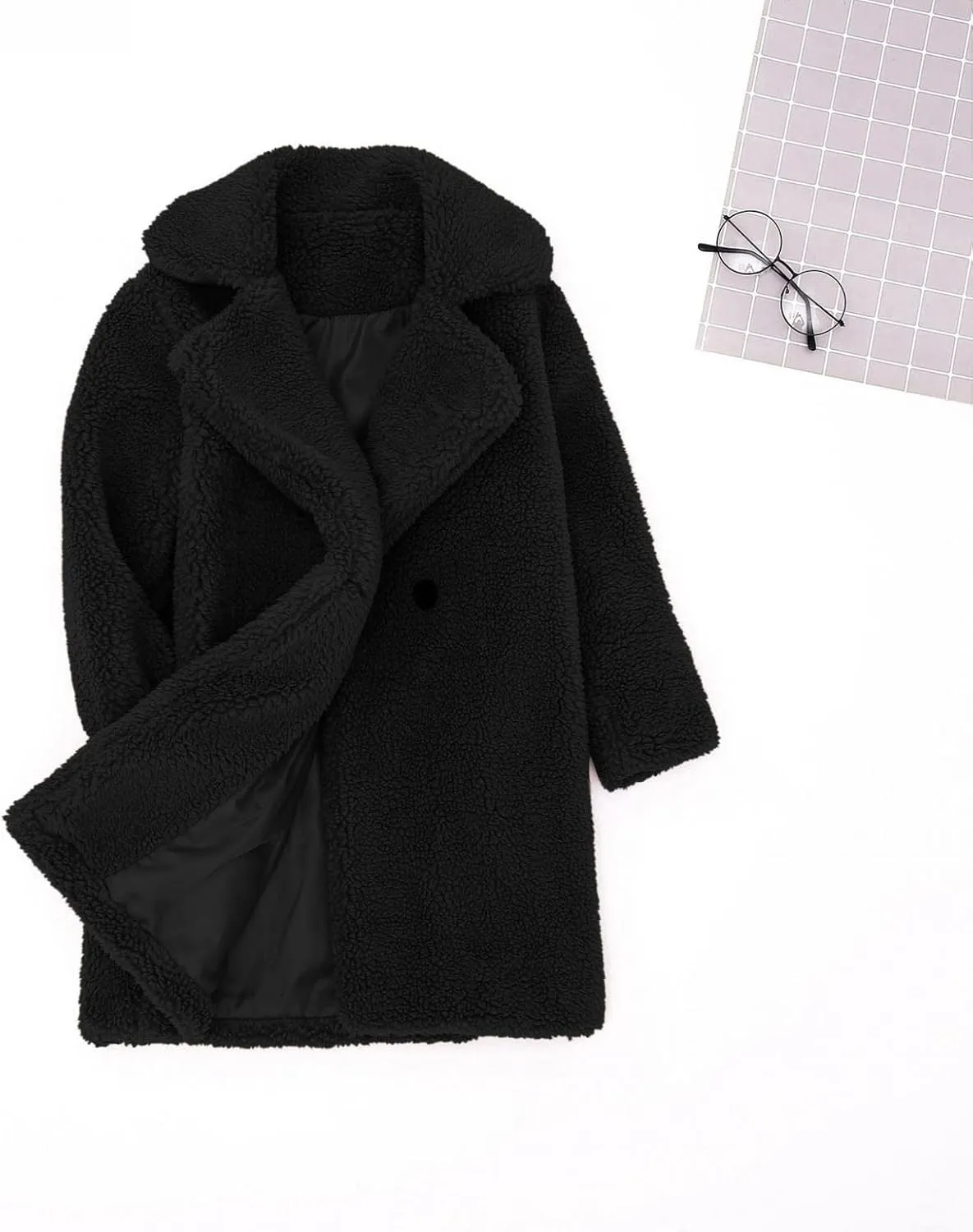 Toddler Baby Girls Duffle Overcoat Winter Fleece Sherpa Jacket Windproof Thick Cardigan Trench Lapel Parka Coat for Kids