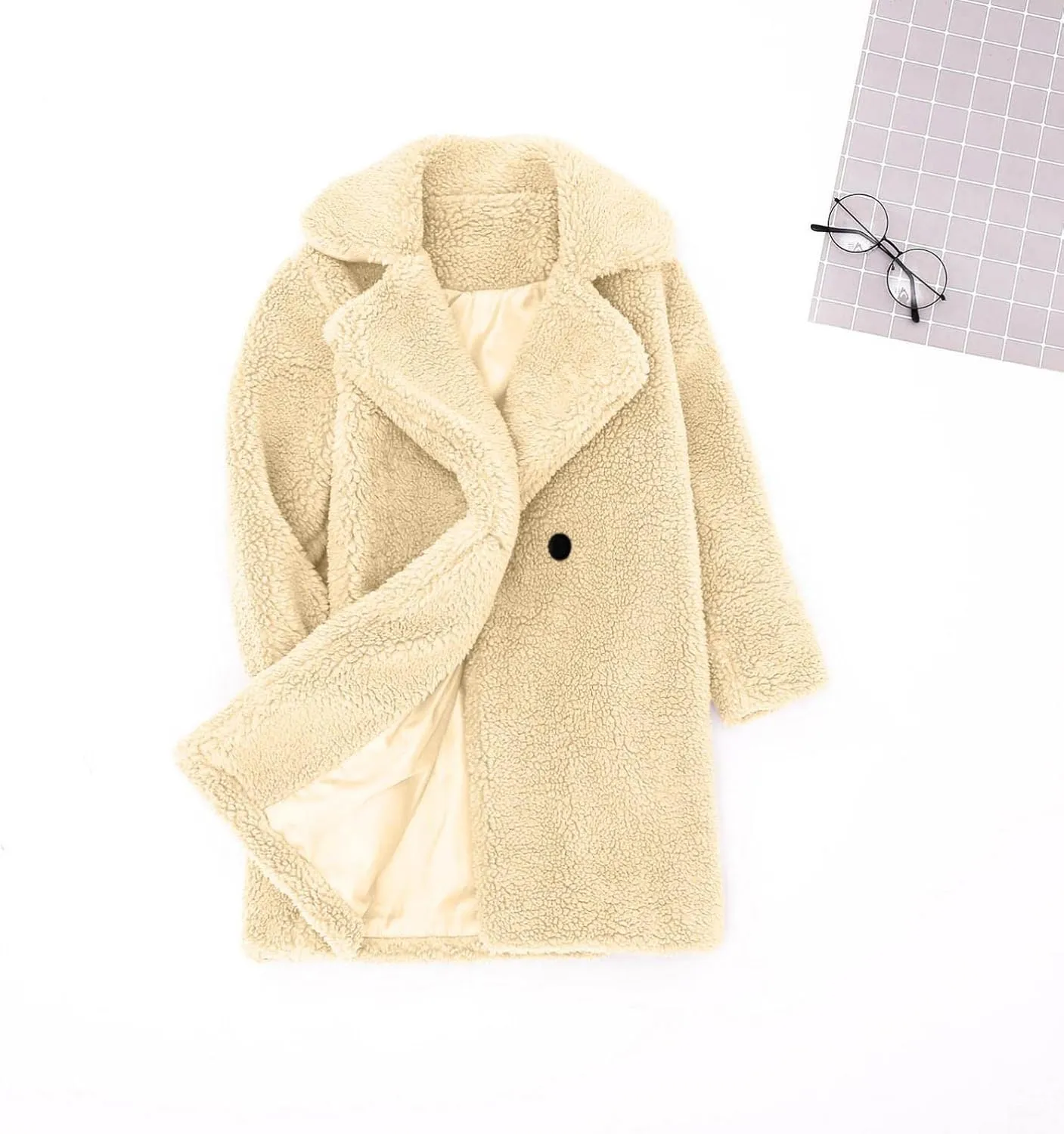 Toddler Baby Girls Duffle Overcoat Winter Fleece Sherpa Jacket Windproof Thick Cardigan Trench Lapel Parka Coat for Kids