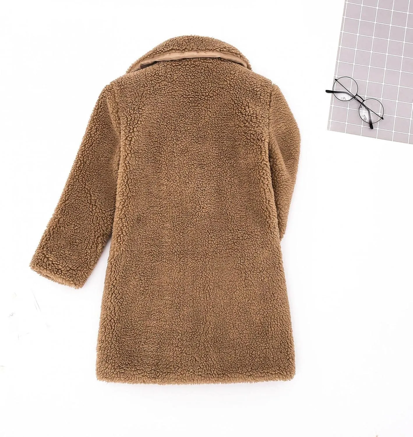 Toddler Baby Girls Duffle Overcoat Winter Fleece Sherpa Jacket Windproof Thick Cardigan Trench Lapel Parka Coat for Kids