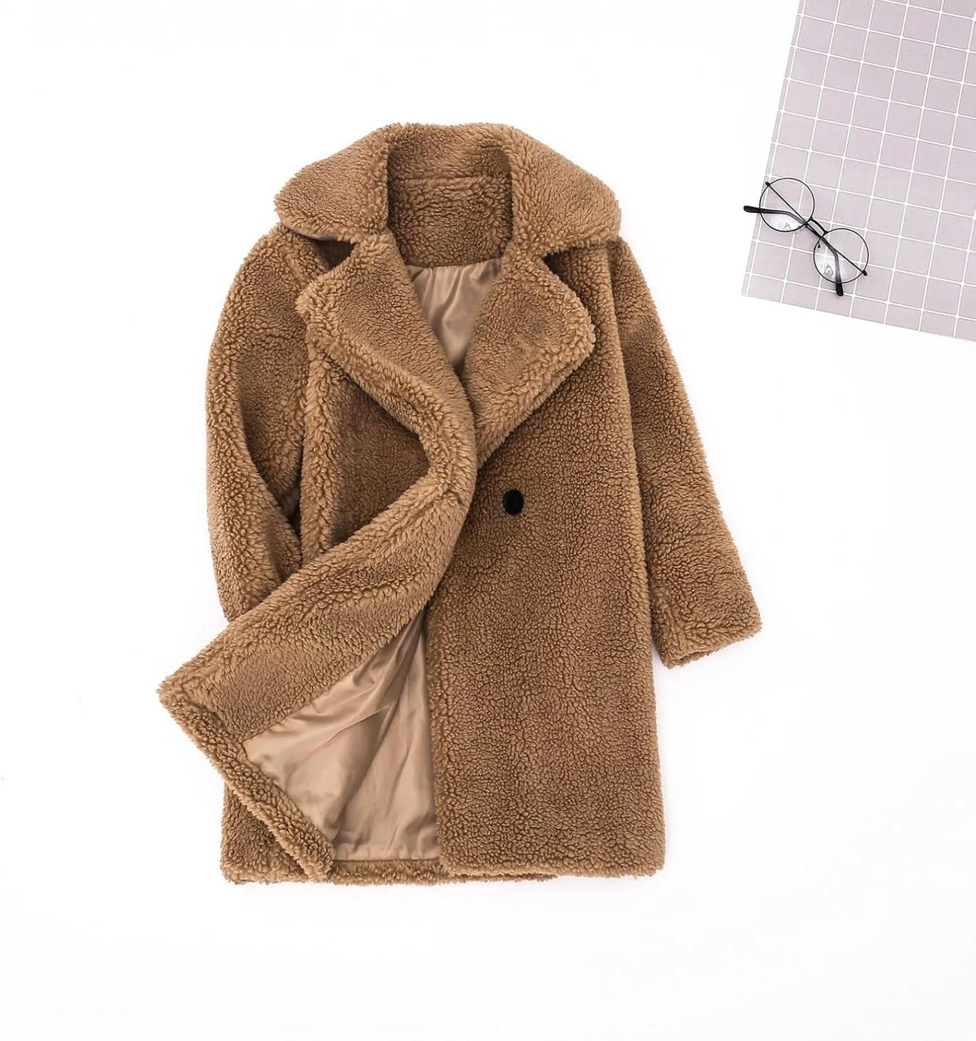 Toddler Baby Girls Duffle Overcoat Winter Fleece Sherpa Jacket Windproof Thick Cardigan Trench Lapel Parka Coat for Kids