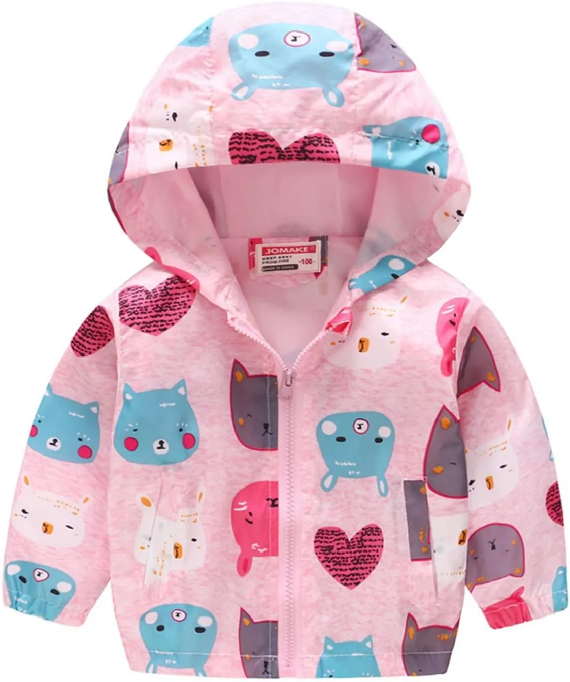 Toddler Boys Girls Floral Printed Coats Windproof Jacket Hooded Trench Lightweight Zipper Hooded Coats Winter Outerwear