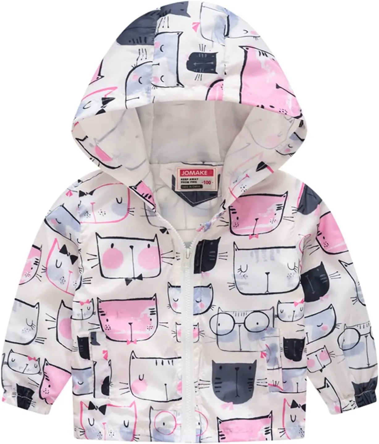 Toddler Boys Girls Floral Printed Coats Windproof Jacket Hooded Trench Lightweight Zipper Hooded Coats Winter Outerwear