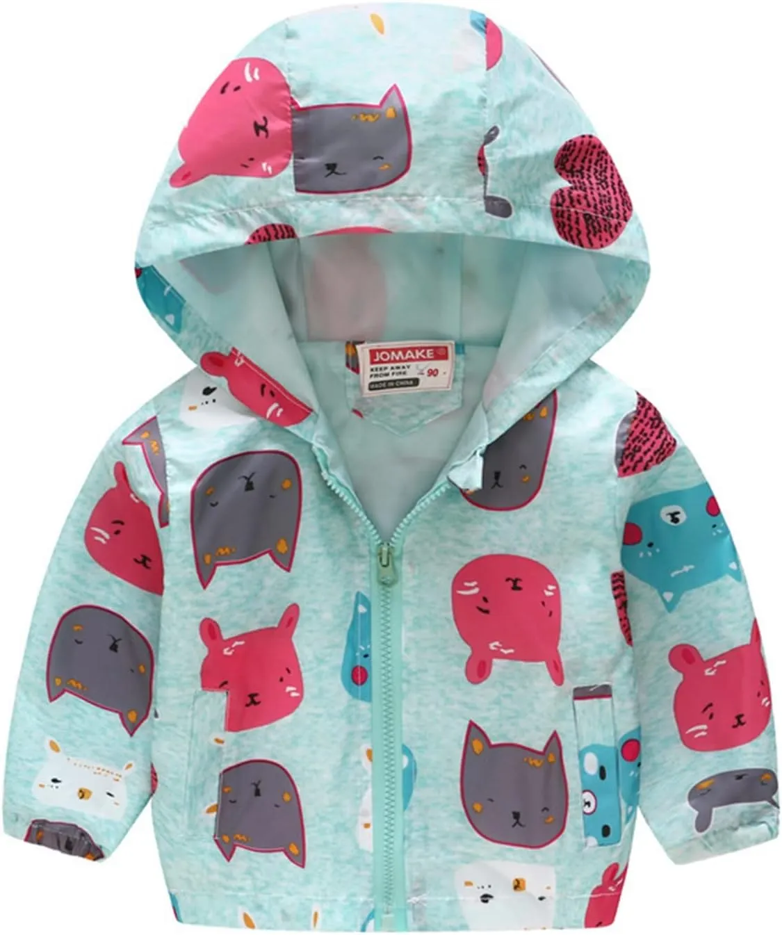 Toddler Boys Girls Floral Printed Coats Windproof Jacket Hooded Trench Lightweight Zipper Hooded Coats Winter Outerwear