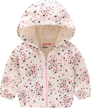 Toddler Boys Girls Floral Printed Coats Windproof Jacket Hooded Trench Lightweight Zipper Hooded Coats Winter Outerwear