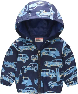 Toddler Boys Girls Floral Printed Coats Windproof Jacket Hooded Trench Lightweight Zipper Hooded Coats Winter Outerwear