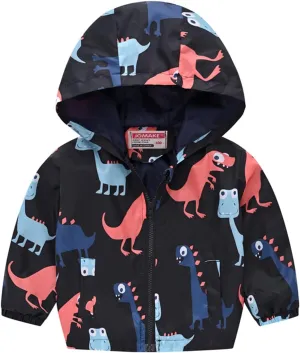 Toddler Boys Girls Floral Printed Coats Windproof Jacket Hooded Trench Lightweight Zipper Hooded Coats Winter Outerwear