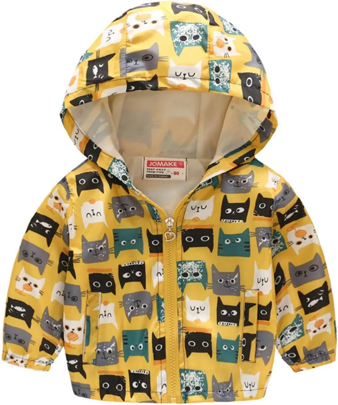 Toddler Boys Girls Floral Printed Coats Windproof Jacket Hooded Trench Lightweight Zipper Hooded Coats Winter Outerwear