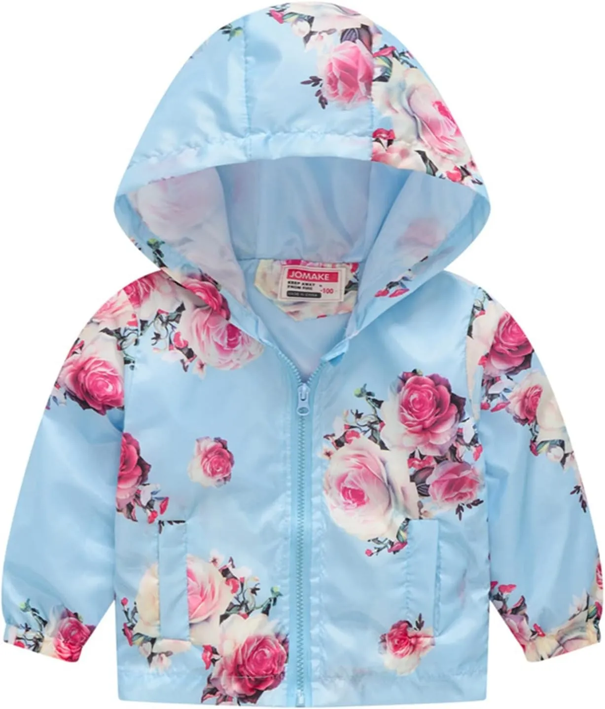 Toddler Boys Girls Floral Printed Coats Windproof Jacket Hooded Trench Lightweight Zipper Hooded Coats Winter Outerwear