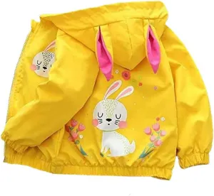 Toddler Boys Girls Jacket Hooded Trench Flower Lightweight Kids Coats Windbreaker Outdoor