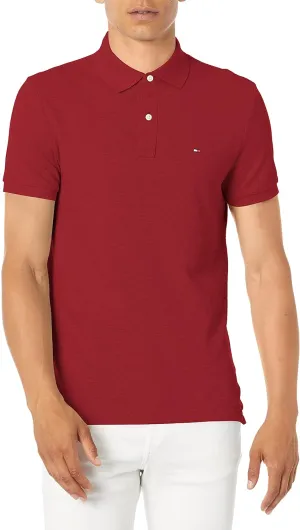 Tommy Hilfiger Men's Short Sleeve Polo Shirt in Custom Fit Biking Red