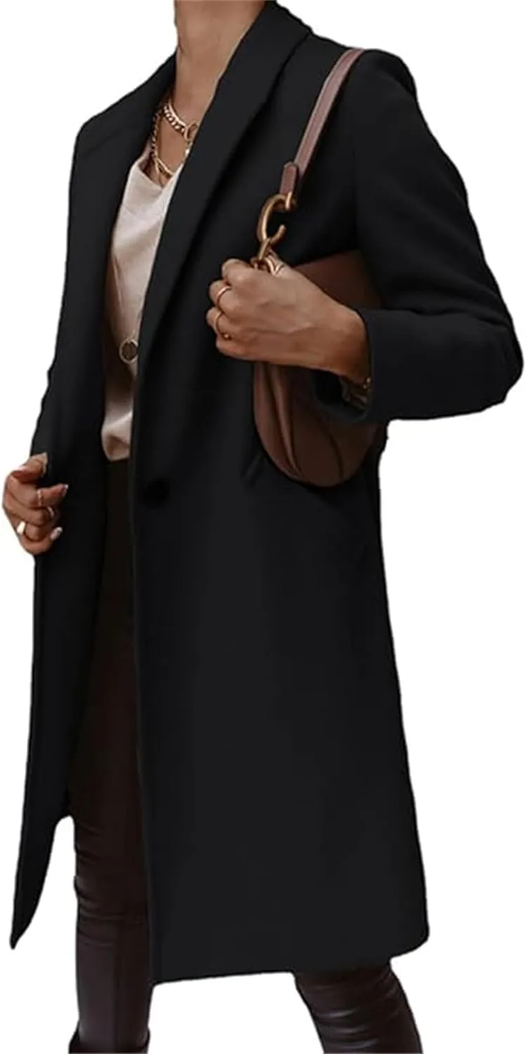 Trench Coat for Women Winter Elegant Windbreaker Fall Long Coats for Women Midi Peacoat Trench Coats Outwear