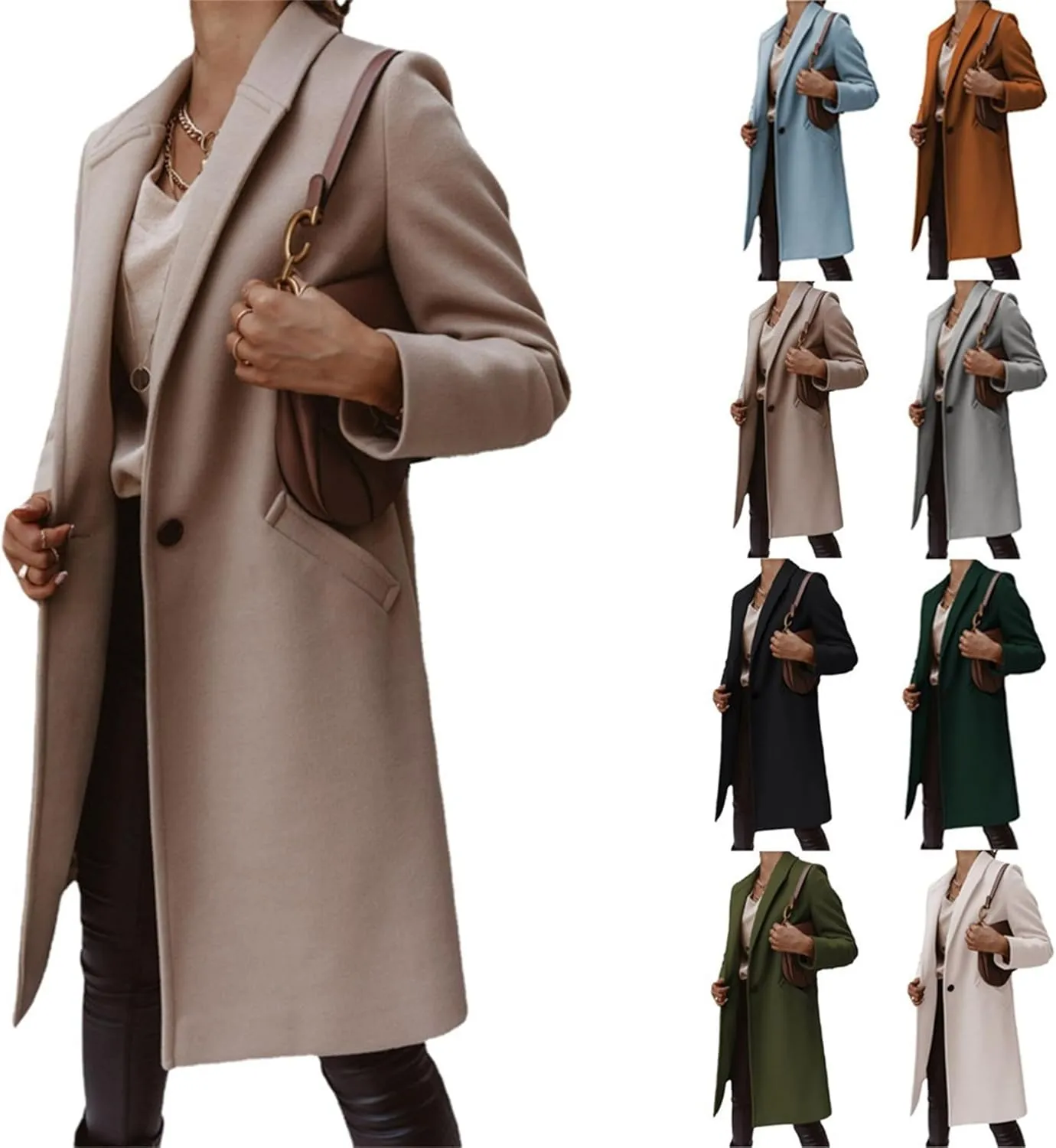 Trench Coat for Women Winter Elegant Windbreaker Fall Long Coats for Women Midi Peacoat Trench Coats Outwear